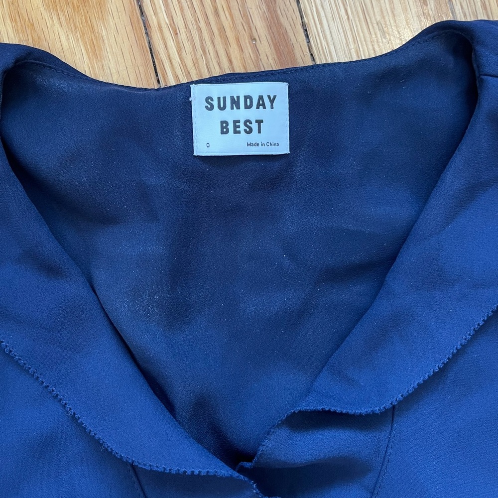 Aritzia Sunday Best Navy Ruffle Dress sz0 - Picture 4 of 7